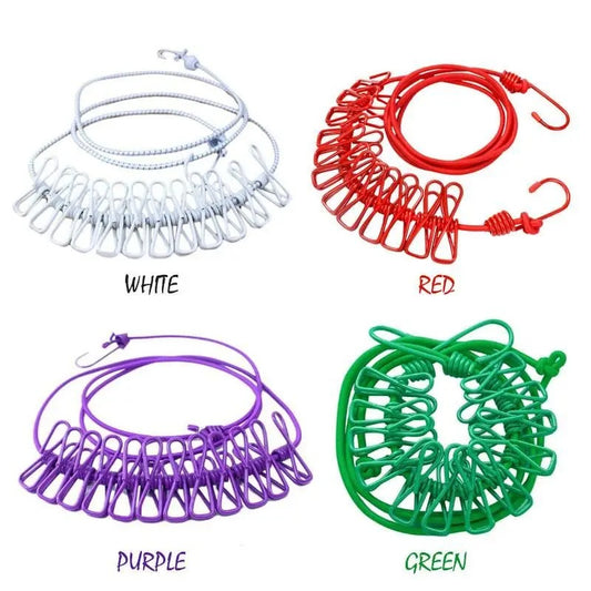 Rope Portable Drying Rope with  12 Clips & 2 Hooks
