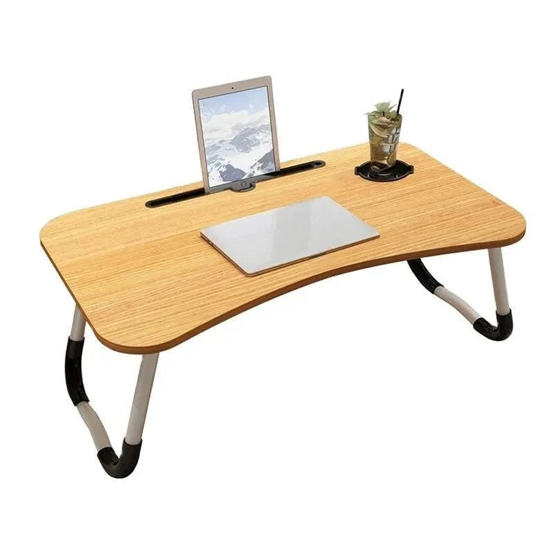 Portable Folding Laptop Table with Tablet Groove & Cup Slot