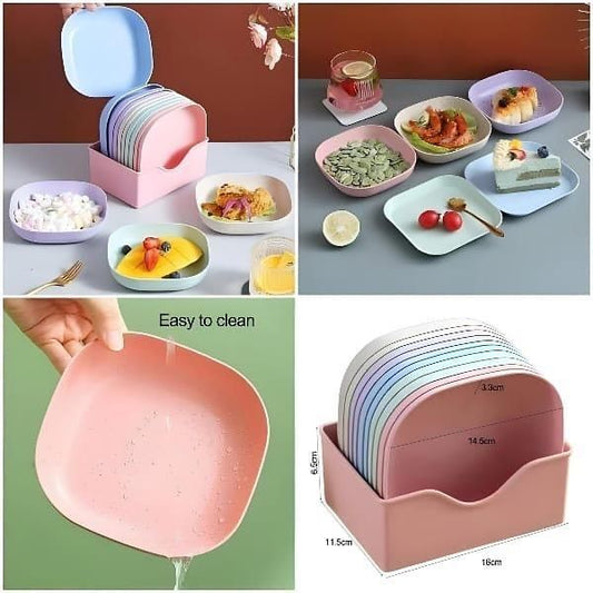 10 Pcs Food Grade Plastic Dining Plates Set