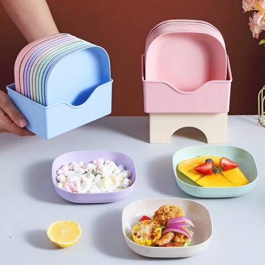 10 Pcs Food Grade Plastic Dining Plates Set