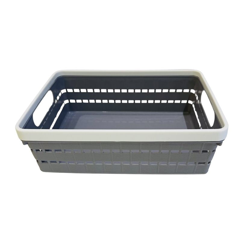 Multi-Purpose Woven Plastic Storage Basket with Handles | Organizer Bin