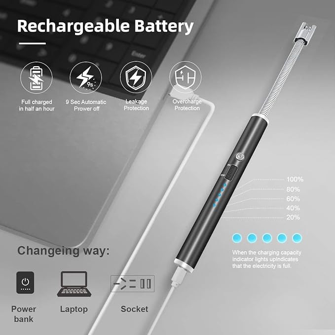 Flexible, Windproof USB Rechargeable Flameless Arc Lighter