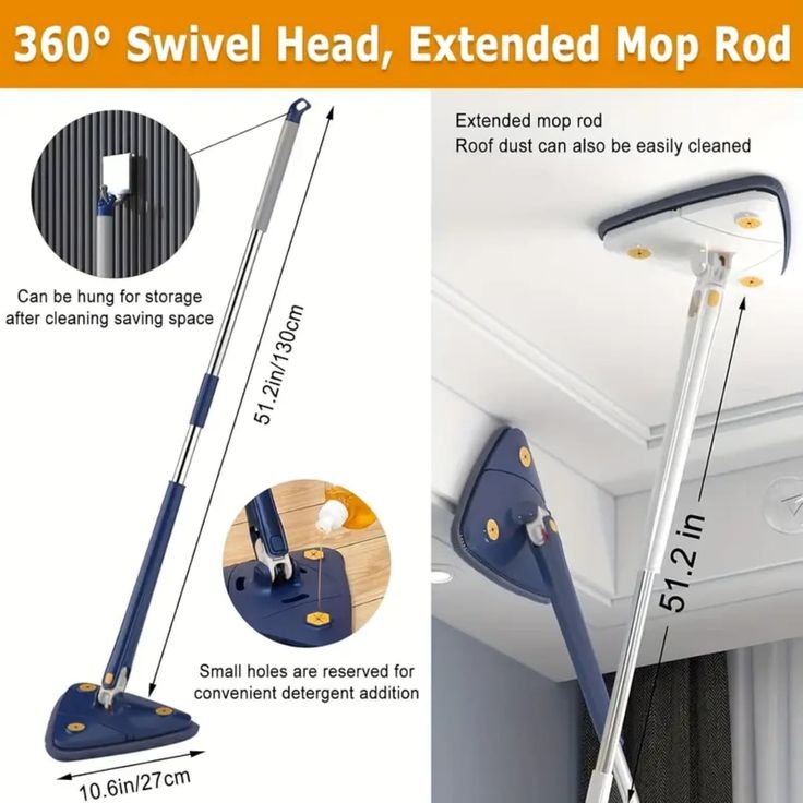 360° Rotatable Triangle Mop with Extendable Long Handle