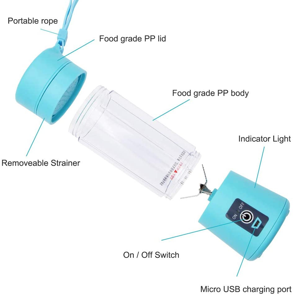 Portable Powerful 6 Blades USB Rechargeable Blender/Juicer