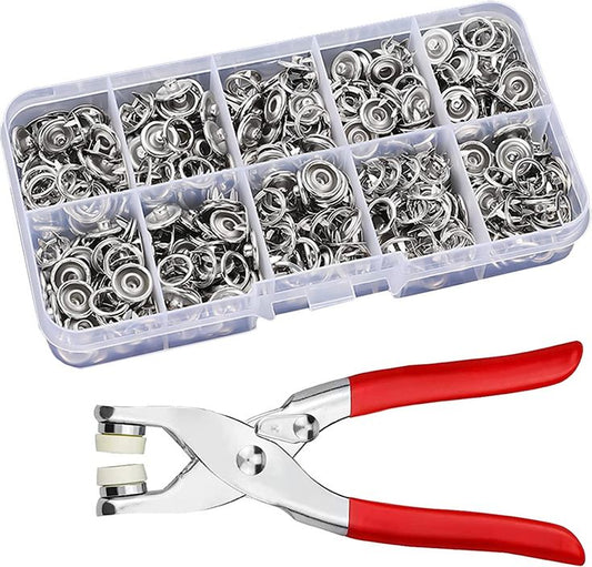 Metal Hand Press Tich Button Fixer Machine with 25 Snap Buttons | Sewing & DIY Tool