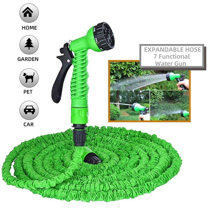 50FT Expandable Garden Hose with 7-Mode Water Spray Nozzle
