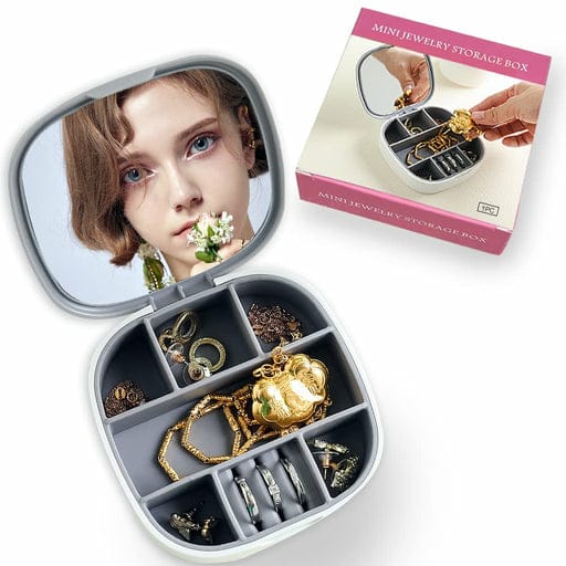 Mini Jewelry Box & Necklace Organizer with Mirror for Travel