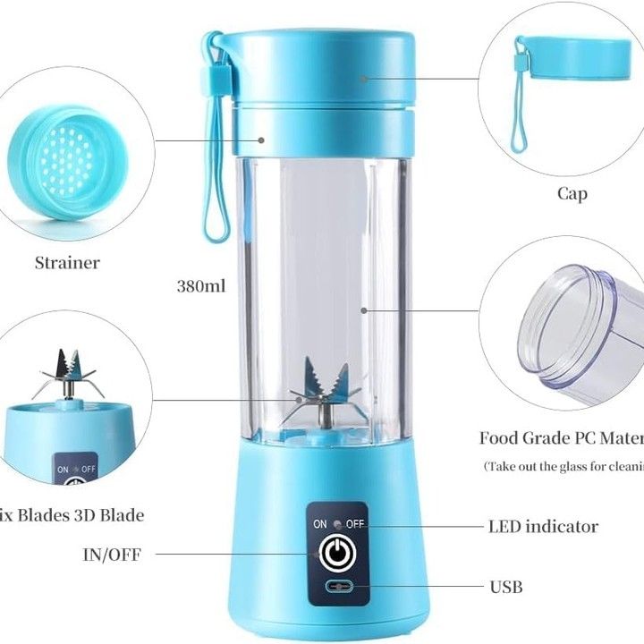 Portable Powerful 6 Blades USB Rechargeable Blender/Juicer