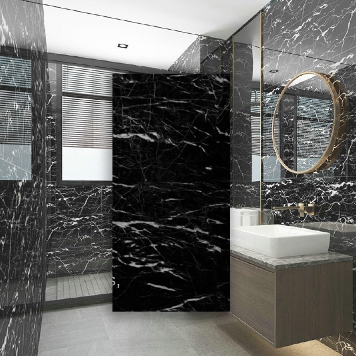 Black Waterproof Marble Self-Adhesive Sheet | 60x200 cm