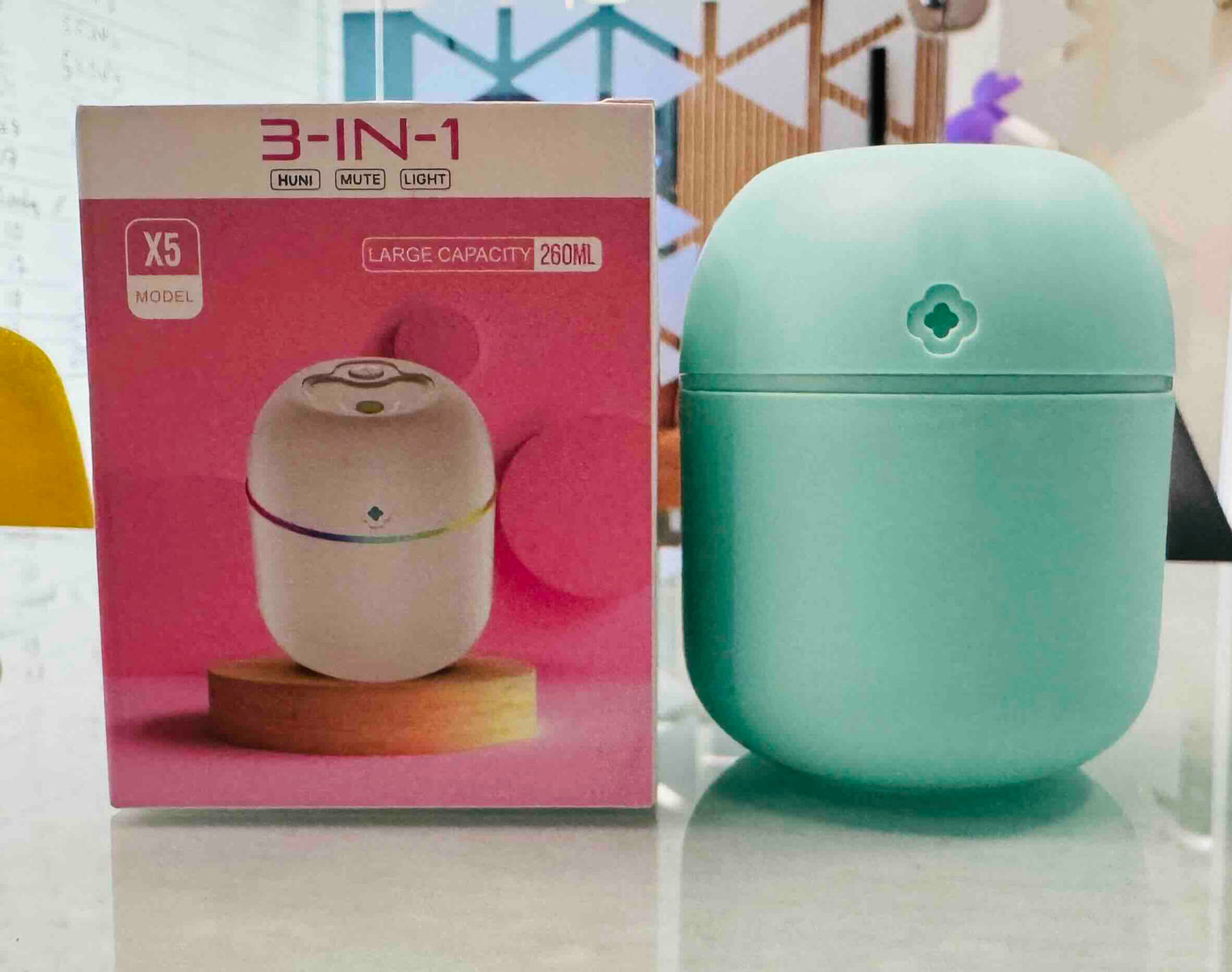 3-in-1 USB Portable Air Humidifier with LED Light 260ml | Mini Air Freshener
