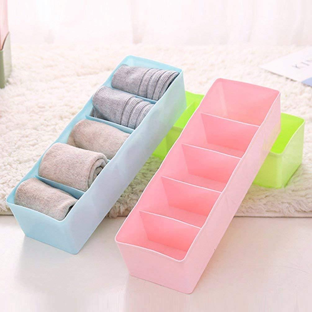 3pcs 5-Grid Plastic Multi-Purpose Drawer Divider Storage Box