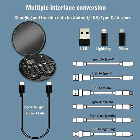 Multifunctional 60W Fast Charging Data Cable Storage Box with Mobile Stand