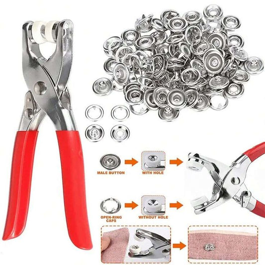 Metal Hand Press Tich Button Fixer Machine with 25 Snap Buttons | Sewing & DIY Tool