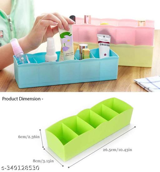 3pcs 5-Grid Plastic Multi-Purpose Drawer Divider Storage Box