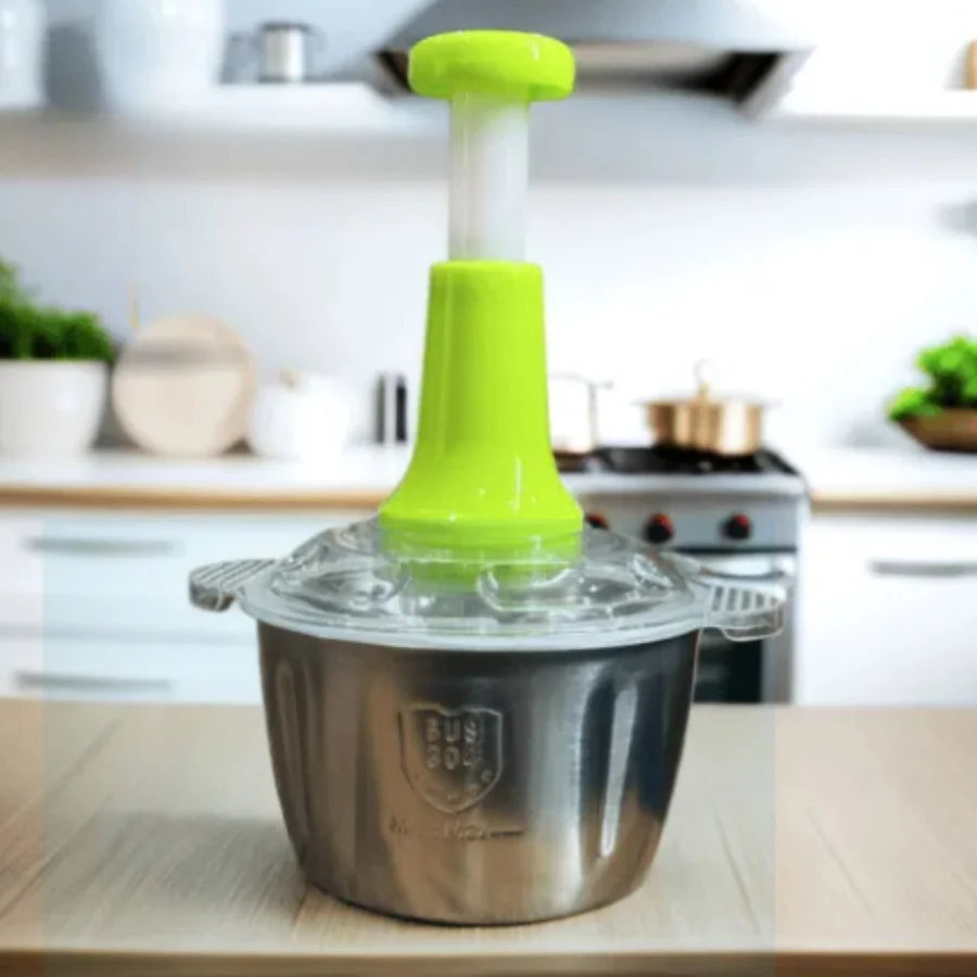 FALARI 2L Manual Hand Push Chopper with Stainless Steel Bowl