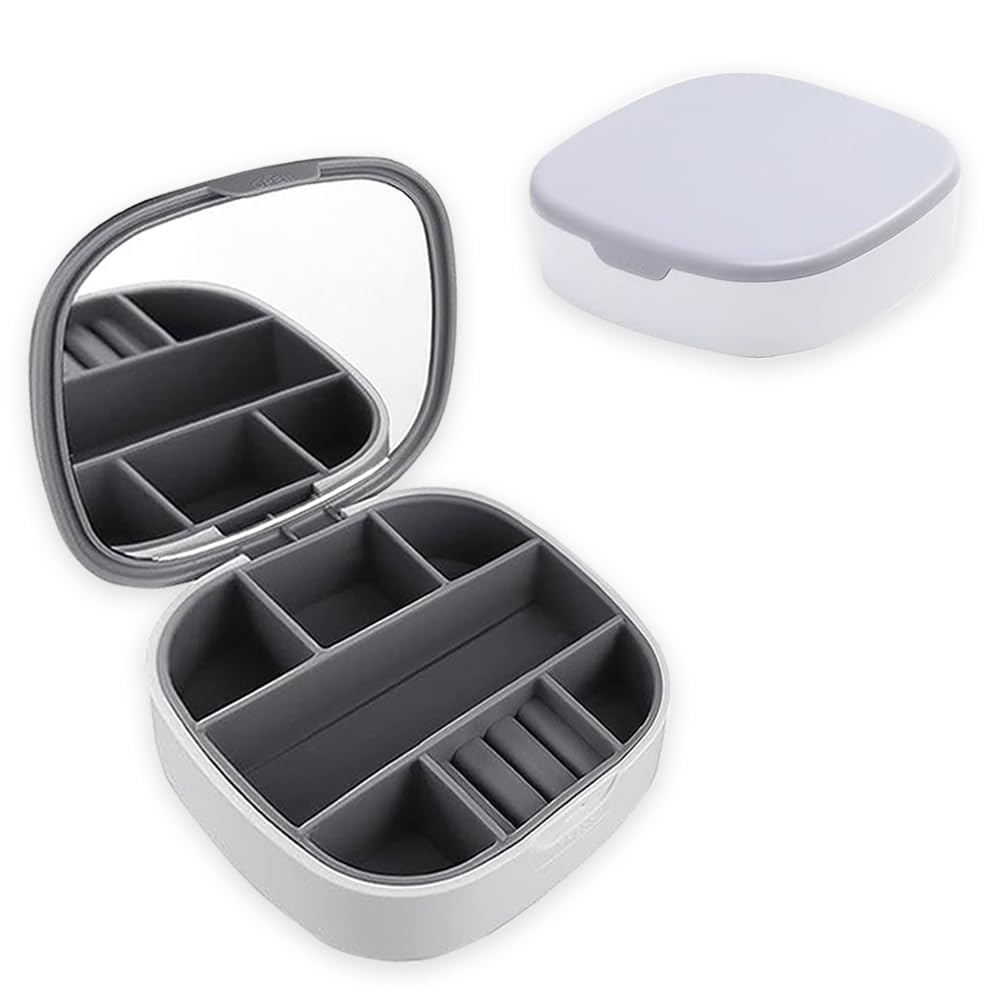 Mini Jewelry Box & Necklace Organizer with Mirror for Travel