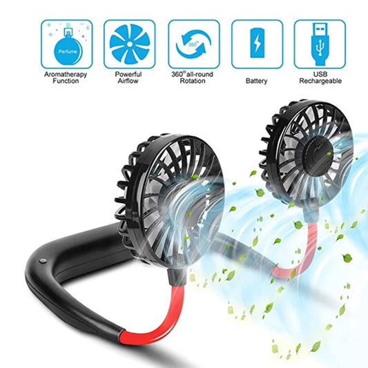 Hanging, Foldable, USB Rechargeable & Portable Wearable Neck Fan