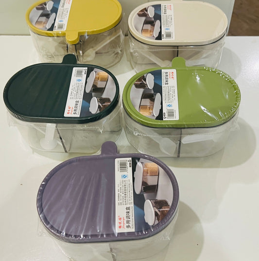 Leak-Proof 4-Compartment Plastic Spice Box for Kitchen