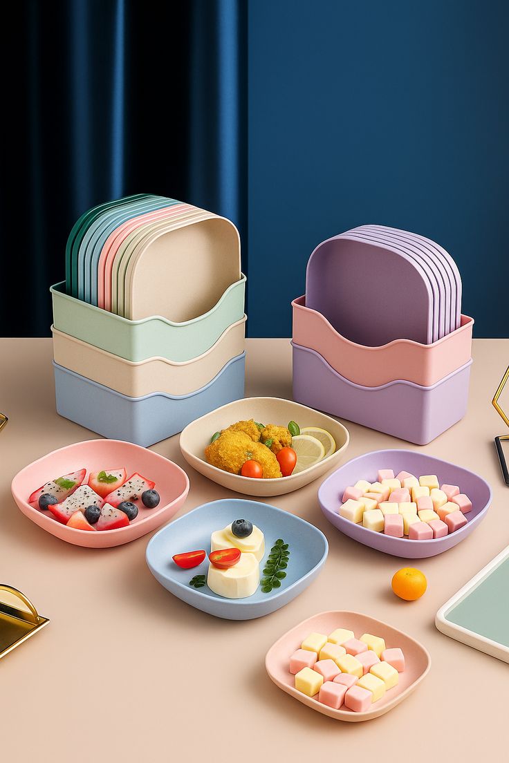 10 Pcs Food Grade Plastic Dining Plates Set