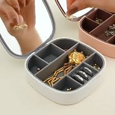 Mini Jewelry Box & Necklace Organizer with Mirror for Travel