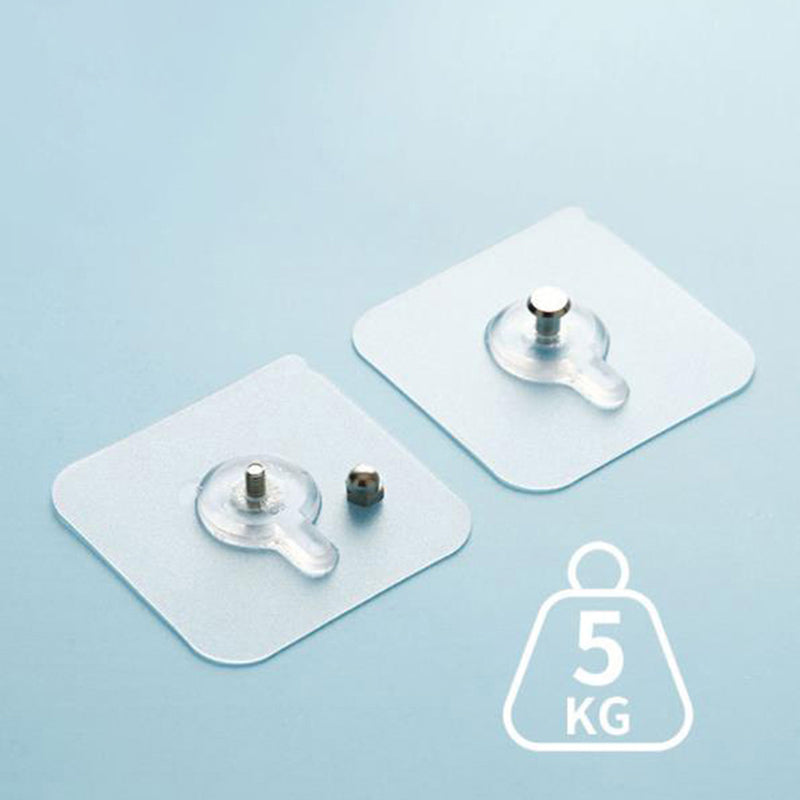 Two clear adhesive patches with suction cups on a light blue background, featuring a weight icon indicating 5 kg capacity.