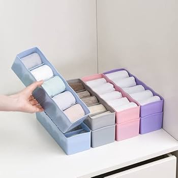3pcs 5-Grid Plastic Multi-Purpose Drawer Divider Storage Box