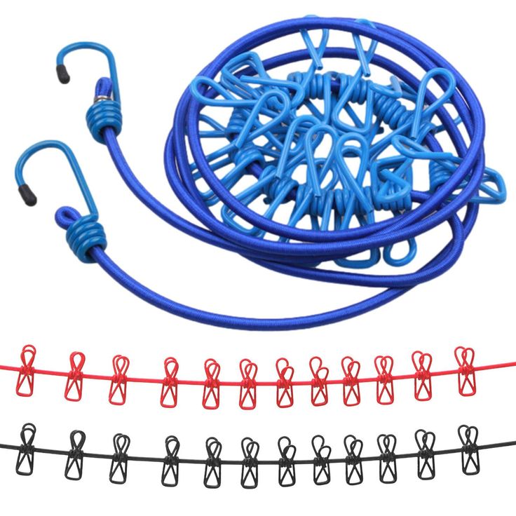 Rope Portable Drying Rope with  12 Clips & 2 Hooks