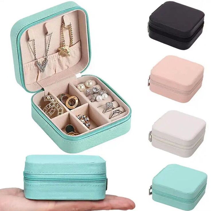 Portable Square Mini Jewelry Box made with Leather