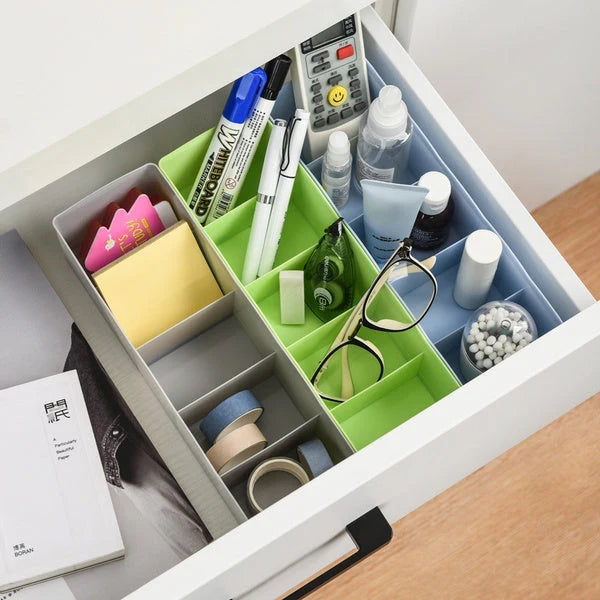 3pcs 5-Grid Plastic Multi-Purpose Drawer Divider Storage Box