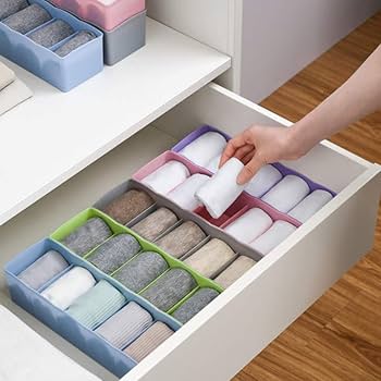 3pcs 5-Grid Plastic Multi-Purpose Drawer Divider Storage Box