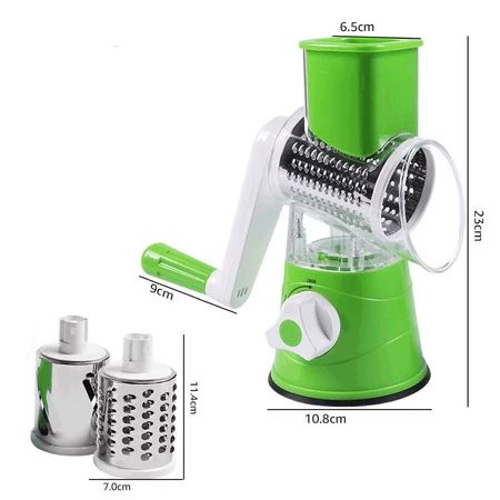 3-in-1 Manual Vegetable Tabletop Drum Grate, Slicer, and Shredder