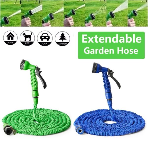 50FT Expandable Garden Hose with 7-Mode Water Spray Nozzle