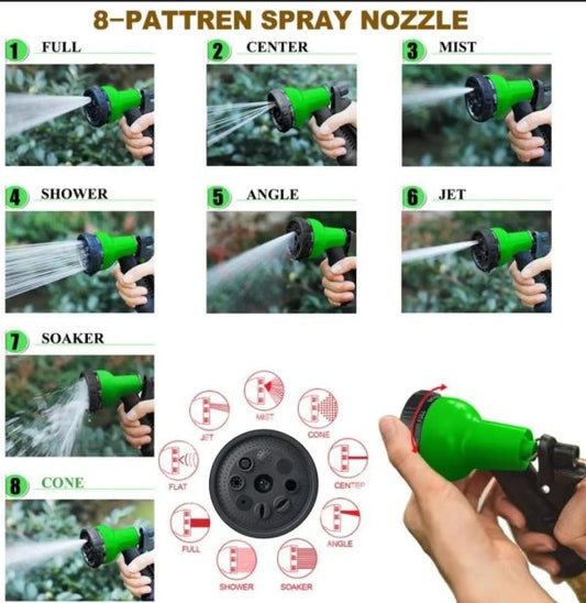 50FT Expandable Garden Hose with 7-Mode Water Spray Nozzle