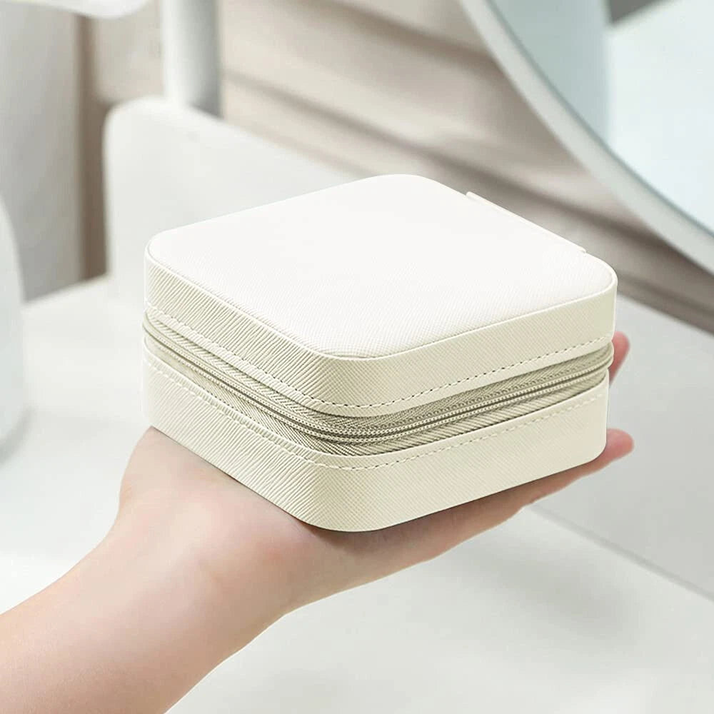 Portable Square Mini Jewelry Box made with Leather
