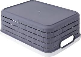 Multi-Purpose Woven Plastic Storage Basket with Handles | Organizer Bin