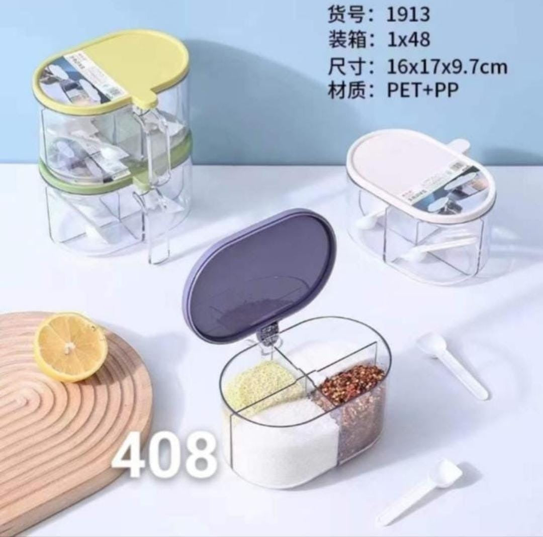 Leak-Proof 4-Compartment Plastic Spice Box for Kitchen