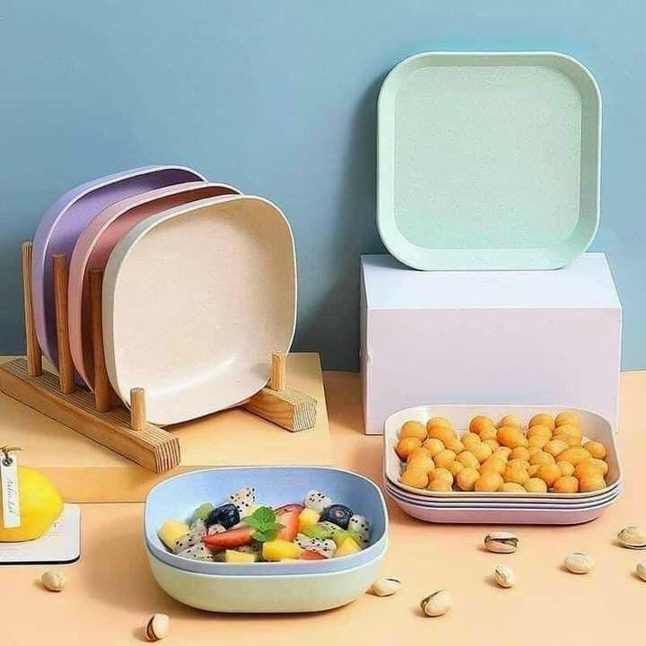 10 Pcs Food Grade Plastic Dining Plates Set