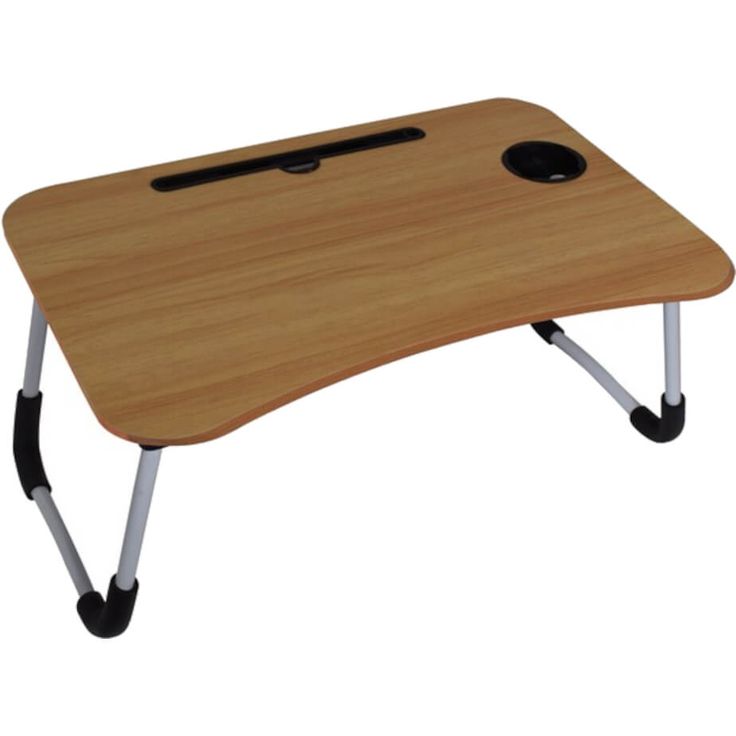 Portable Folding Laptop Table with Tablet Groove & Cup Slot