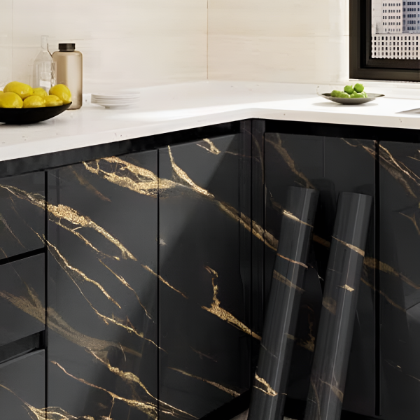 Black Waterproof Marble Self-Adhesive Sheet | 60x200 cm