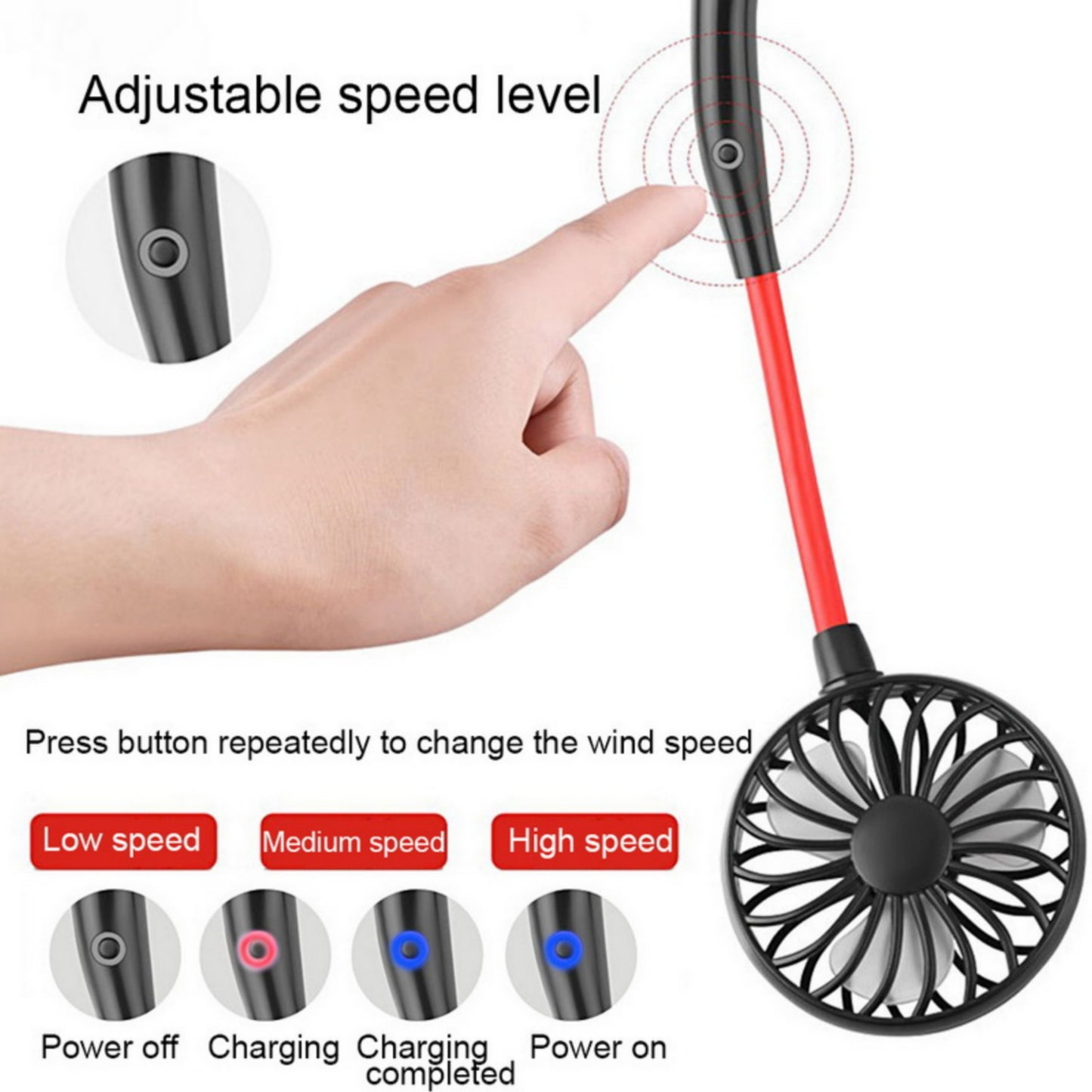 Hanging, Foldable, USB Rechargeable & Portable Wearable Neck Fan