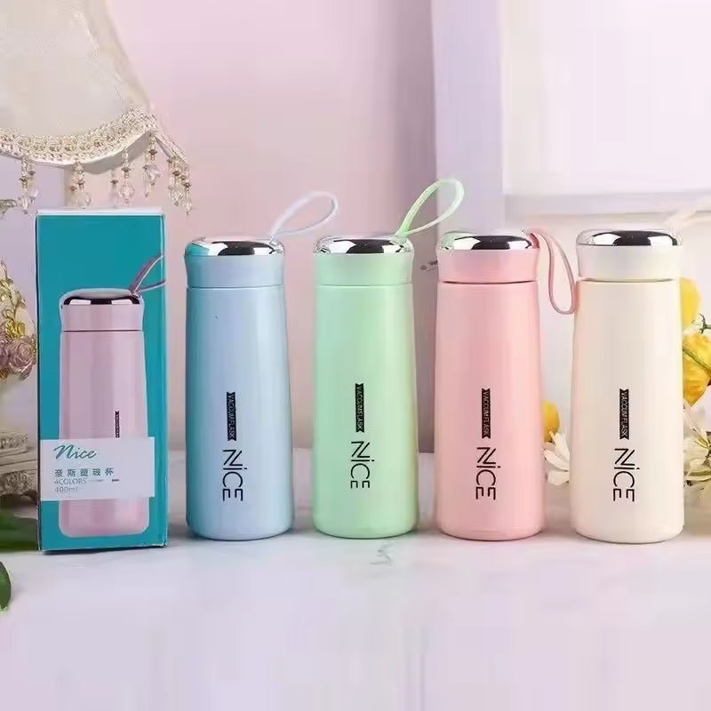 Nice Mini Flask Glass Water Bottle with Vacuum Insulation 400ml