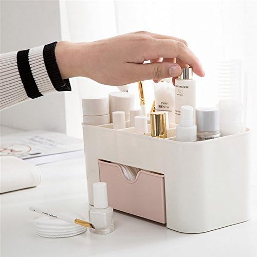 Plastic Cosmetic Storage Box & Desk Organizer with Drawer