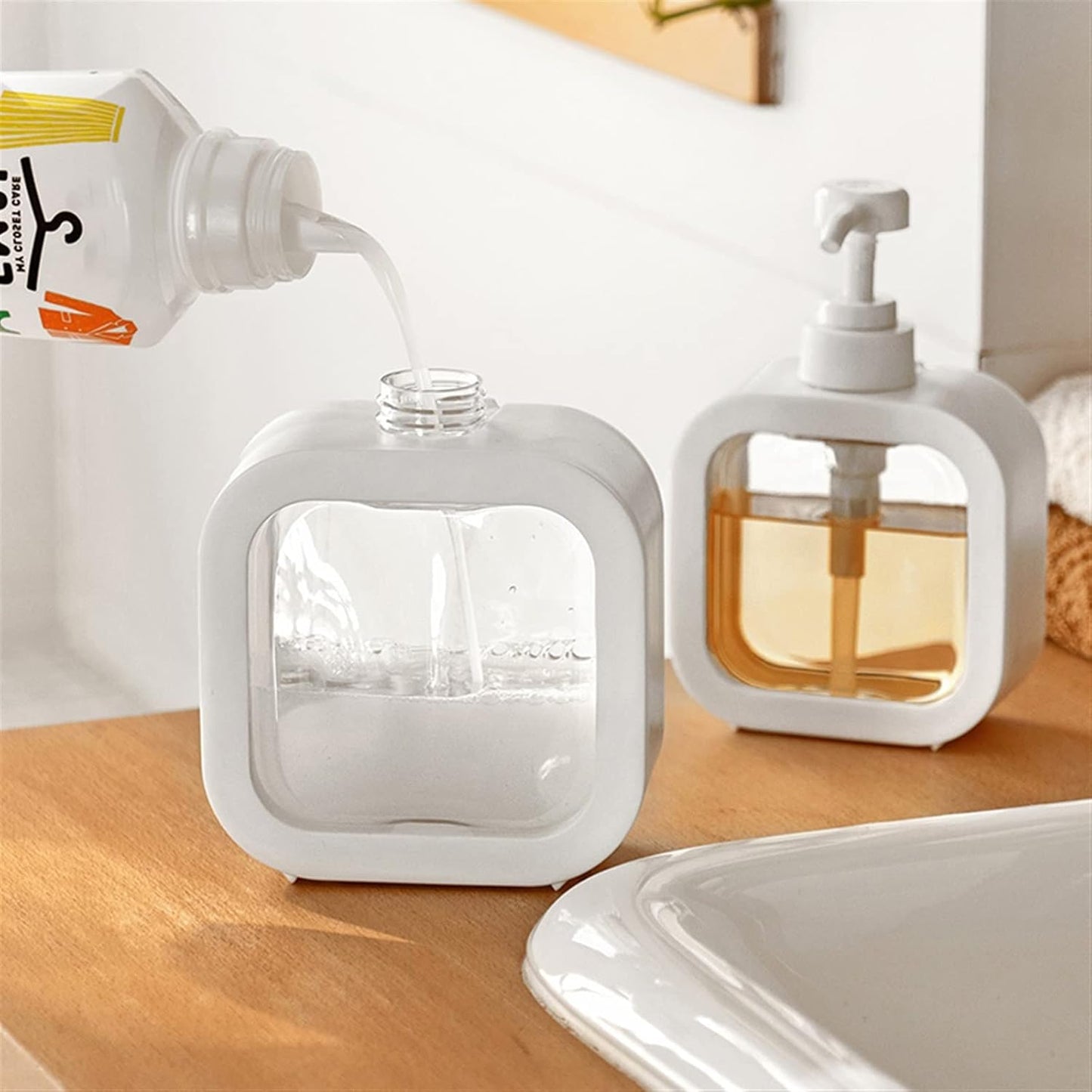 Square Portable Refillable Soap Dispenser Bottle