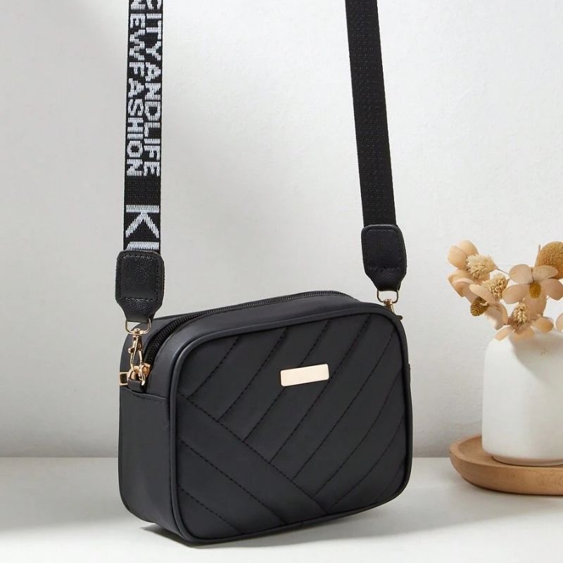 Black Leather Handbag | Stylish Shoulder & Crossbody Girls Bag