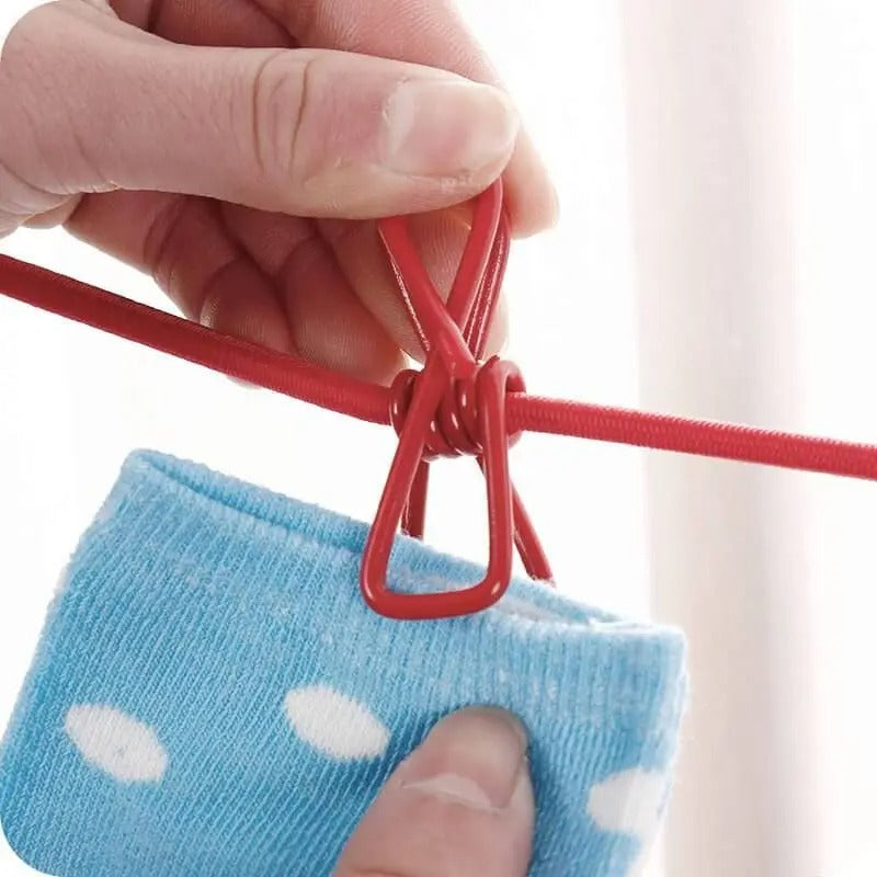 Rope Portable Drying Rope with  12 Clips & 2 Hooks
