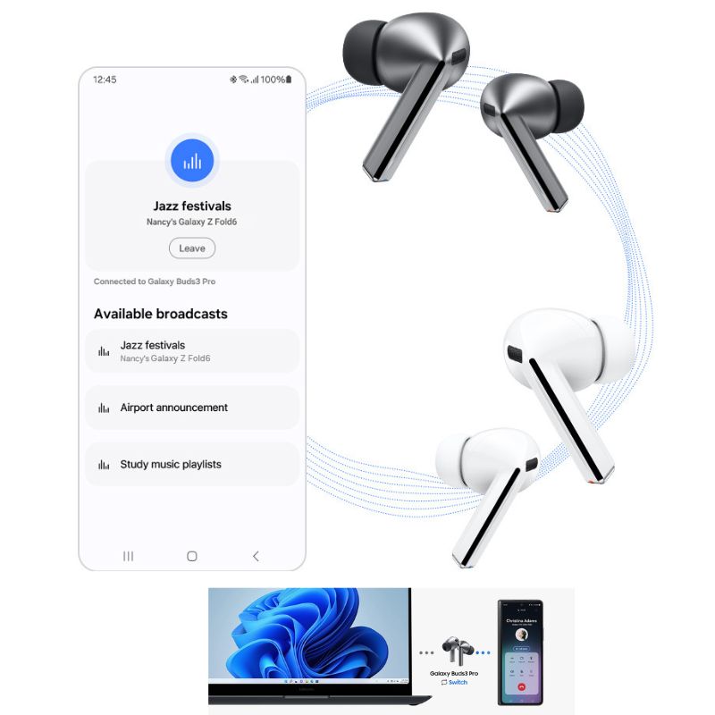 Samsung Galaxy Buds 3 Pro ANC Wireless Bluetooth Earbuds with Adaptive AI & Immersive Sound