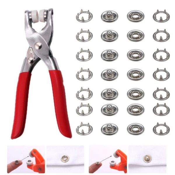 Metal Hand Press Tich Button Fixer Machine with 25 Snap Buttons | Sewing & DIY Tool