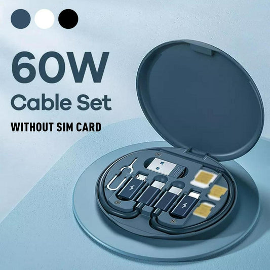 Multifunctional 60W Fast Charging Data Cable Storage Box with Mobile Stand