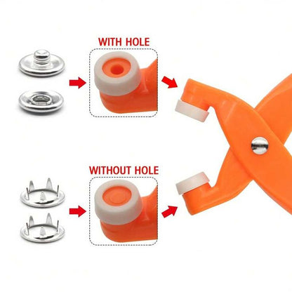 Tich Button Machine Plier with 25 Plastic Snap Buttons | DIY Sewing & Craft Tool