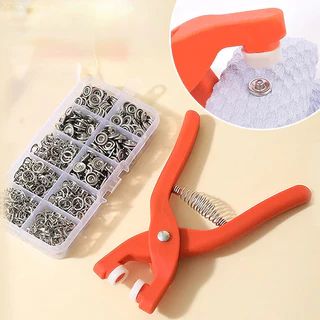 Tich Button Machine Plier with 25 Plastic Snap Buttons | DIY Sewing & Craft Tool